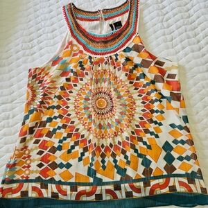 New Directions Woman's sz LRG Bohemian Tank with knit neckline